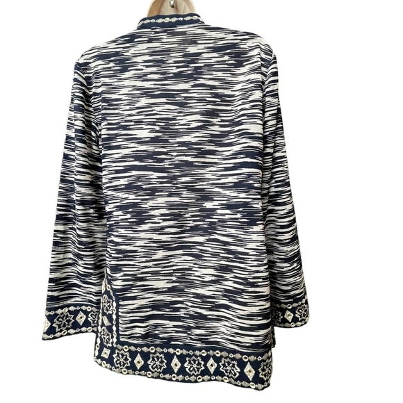 Tory Burch Navy Space Dye with Mirror Embellishement Tunic Size 4 - Picture 4 of 11